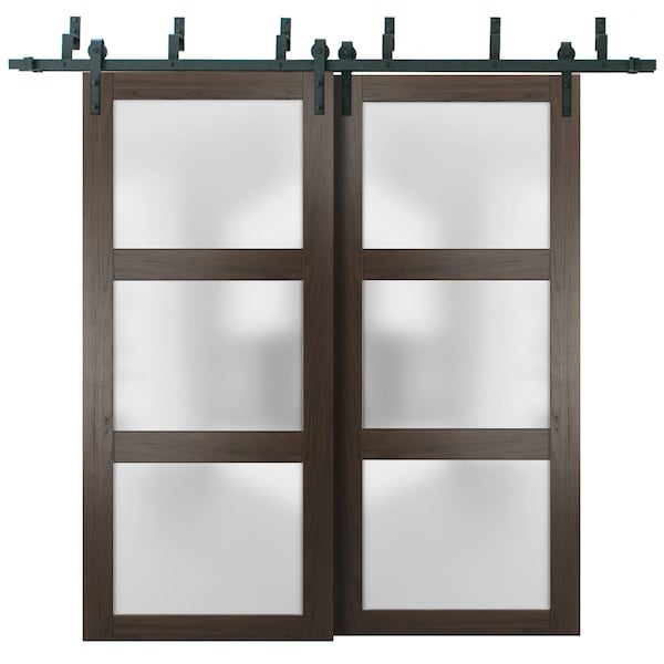 Sartodoors Barn Bypass Interior Door, 72" x 80", Chocolate - LUCIA2552BBB-CA-72