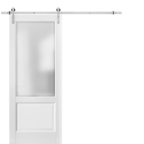 Sartodoors Barn Interior Door, 18" x 80", White - LUCIA22BD-S-BEM-18