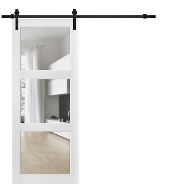 Sartodoors Barn Interior Door, 32" x 96", White - LUCIA2555BD-B-BEM-3296