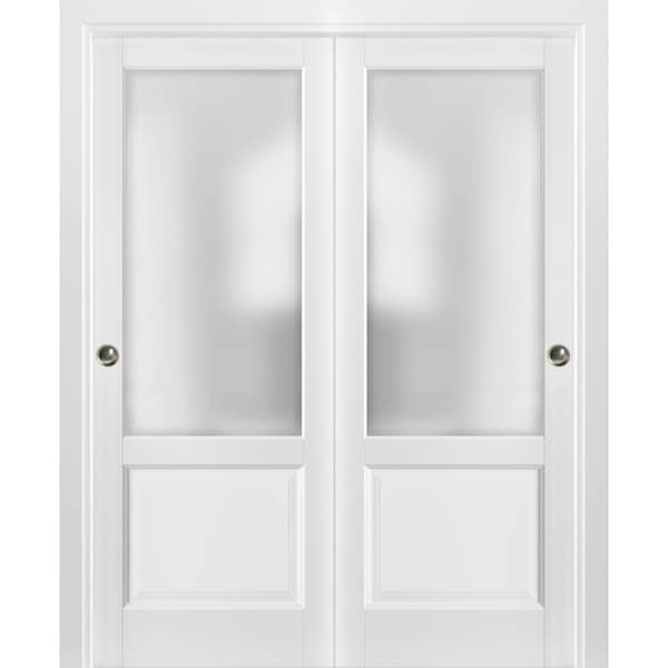 Sartodoors Closet Bypass Interior Door, 64" x 80", White - LUCIA22DBD-BEM-64