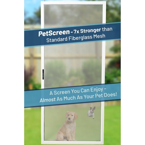 Ritescreen 80-3/4in W x 48-3/4in H Sliding Screen Door, KD.144EXT, Petscreen Mesh, White; White - KD.144EXT-C01-MSPT-H80 0.75 - W48 0.75-RH
