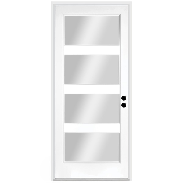 Codel Doors 32" x 80" Primed White Contemporary Flush-Glazed Exterior Fiberglass Door - 2868LHISPSF20F4LC69161DM