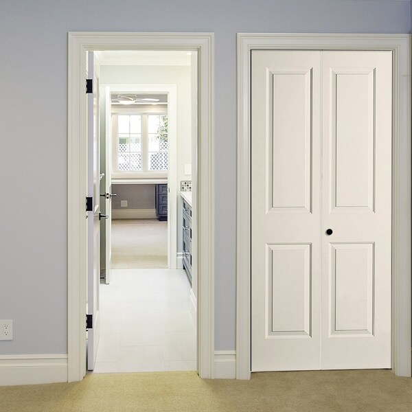 Codel Doors 36" x 80" Primed 2-Panel Carrera Molded Hollow Core Bifold Door and Hardware - 3068MHCCARBF