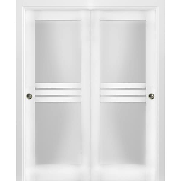 Vdomdoors Closet Bypass Interior Door, 84" x 84", White - MELA7222DBD-WS-8484