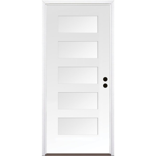 Codel Doors 36" x 80" Primed White Shaker Exterior Fiberglass Door - 3068LHISPSF5PSHK691626DB
