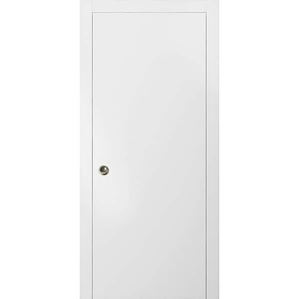 Sartodoors Modern Pocket 28x96 Planum 0010 White Silk Pocket Frame Trims Pulls Track SetSlide,  - PLANUM10PD-WSNP-2896