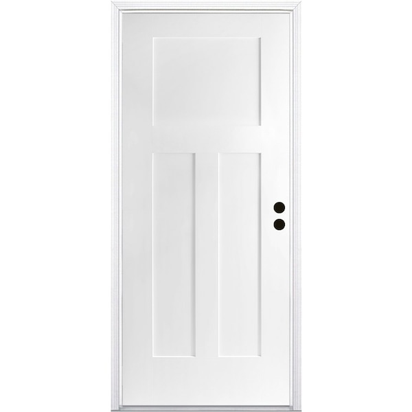 Codel Doors 32" x 80" Primed White Shaker Exterior Fiberglass Door - 2868LHISPSF3PSHK691615M