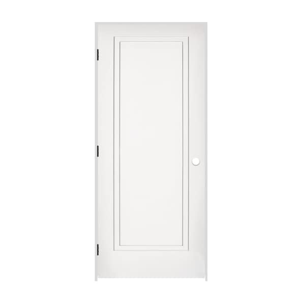 Trimlite 34"x80"x13/8" Primed 1Panel 2Step Interior Shaker 49/16" RH Prehung Door Matte Black Hinges - 2168PRI8491RH10B4916