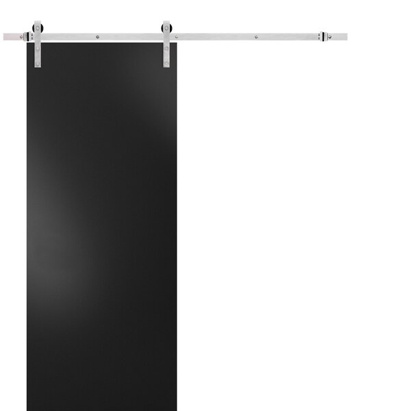 Sartodoors 32x80" Hardware Planum 0010 Black Matte Top Mount Stainless Steel 6.6' Rail HangersSet Modern - PLANUM10BD-S-BLK-32