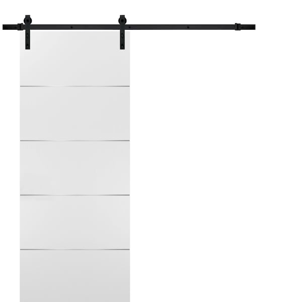 Sartodoors Sliding White 36x80 with Black Hardware Planum 0020 Rail 6.6' Hangers Steel Set Closet Modern Core - PLANUM20BD-BEM-B-36