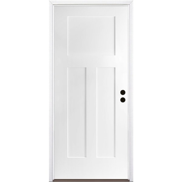 Codel Doors 36" x 80" Primed White Shaker Exterior Fiberglass Door - 3068LHISPSF3PSHK69161DB