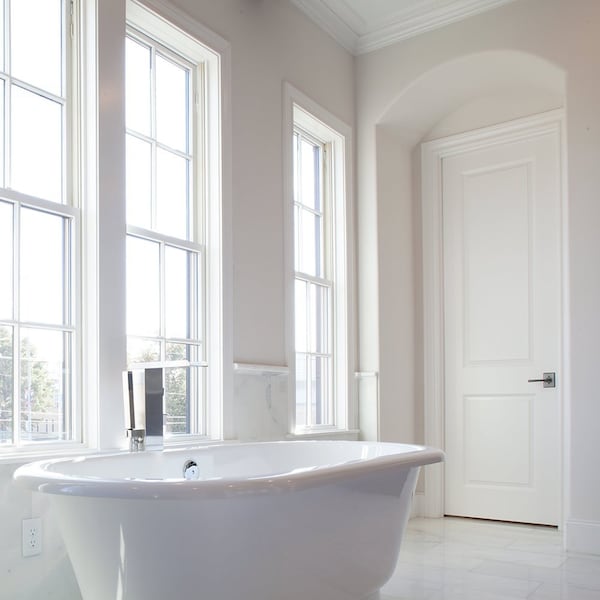 Codel Doors 32" x 80" x 1-3/8" Primed 2-Panel Carrera Molded Solid Core 6-9/16" RH Prehung Door - 2868MSCCARRH26D6916