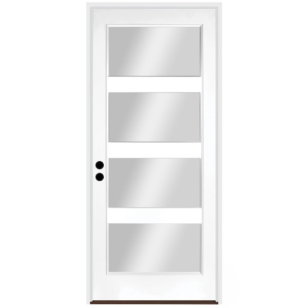 Codel Doors 32" x 80" Primed White Contemporary Flush-Glazed Exterior Fiberglass Door - 2868RHISPSF20F4LC69161DB