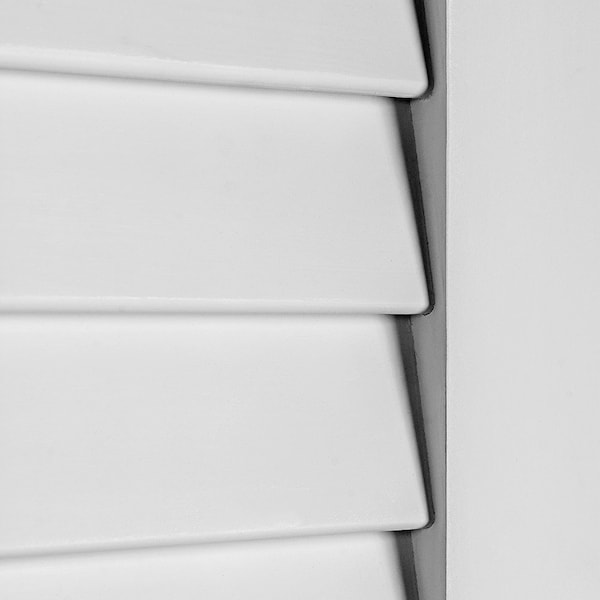 Codel Doors 24" x 80" x 1-3/8" Primed Plantation Louver Interior Shaker 4-9/16" LH Prehung Door w/Black Hinges - 2068PRI8730LH1D4916