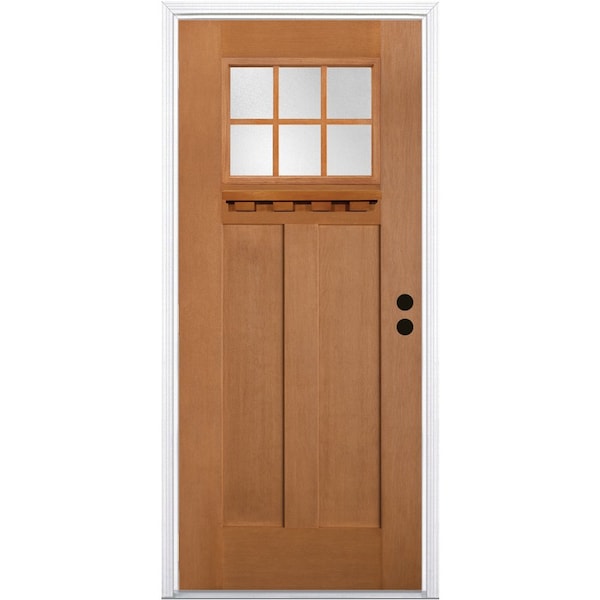 Codel Doors 32" x 80" Fir Grain Shaker Exterior Fiberglass Door - 2868LHISPFGHER2066C49161DM