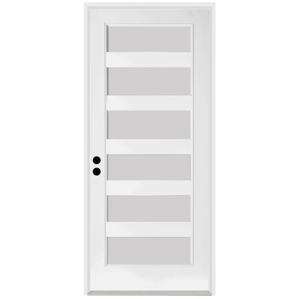 Codel Doors 32" x 96" Primed White Contemporary Flush-Glazed Exterior Fiberglass Door - 2880RHISPSF20F6LS691610BM