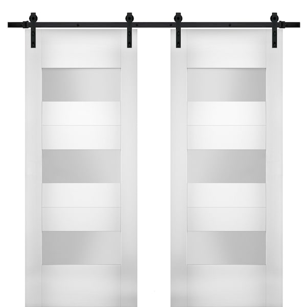 Vdomdoors Double Barn Interior Door, 84" x 84", White - SETE6003DB-WS-8484
