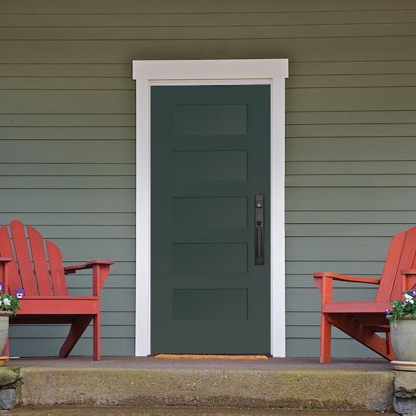 Codel Doors 36" x 80" Primed White Shaker Exterior Fiberglass Door - 3068RHISPSF5PSHK491610BM