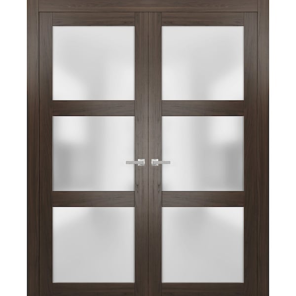 Sartodoors Double French Interior Door, 72" x 80", Chocolate - LUCIA2552DD-CA-72