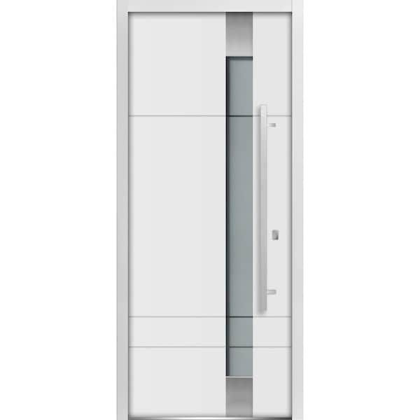 Vdomdoors Front Exterior Prehung Frosted Glass Steel Door 36x80 " Deux 1713  EnamelStainless Inserts Modern - DEUX1713ED-BEM-36-LH
