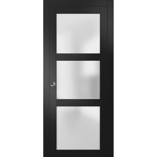 Sartodoors Pocket Interior Door, 32" x 80", Black - LUCIA2552PD-BLK-32