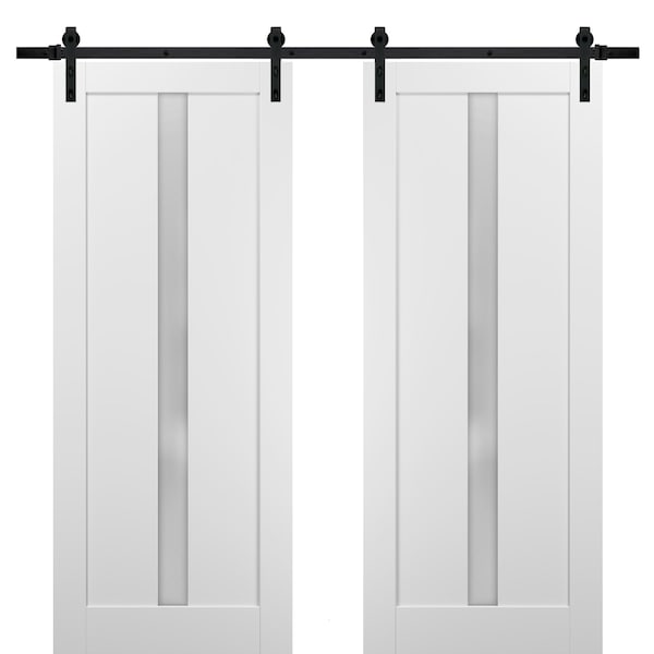 Sartodoors Double Barn Interior Door, 56" x 96", White - QUADRO4112DB-WS-5696