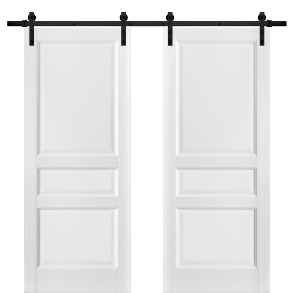 Sartodoors Double Barn Interior Door, 56" x 96", White - LUCIA31DB-BEM-5696