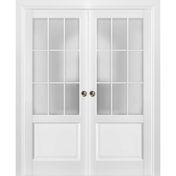Sartodoors Double Pocket Interior Door, 64" x 96", White - FELICIA3309DP-BEM-6496