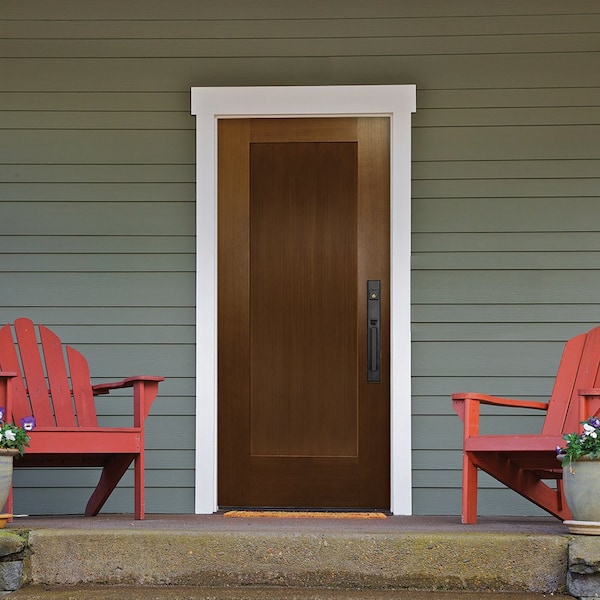 Codel Doors 36" x 80" Fir Grain Shaker Exterior Fiberglass Door - 3068RHISPFG1PSHK69161DB