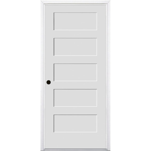 Codel Doors 36"x80"x1-3/4" Primed 5-Panel Equal Panel Interior Shaker 20min Fire Rated 7-1/4" RH Prehung Door - 3068134PRI840520MRH10BM714