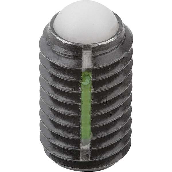 Kipp Ball-End Thrust Screw Wo Head, Long-Lok, Form:D Ball Pom, M12, L=42, Carbon Steel, Comp:Polyacetal - K0666.31240
