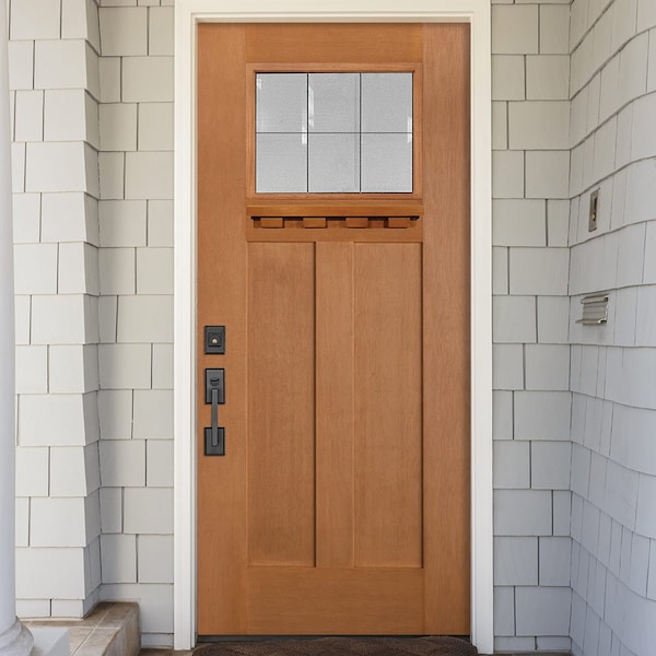 Codel Doors 32" x 80" Fir Grain Shaker Exterior Fiberglass Door - 2868LHISPFGHFLS200P491615M