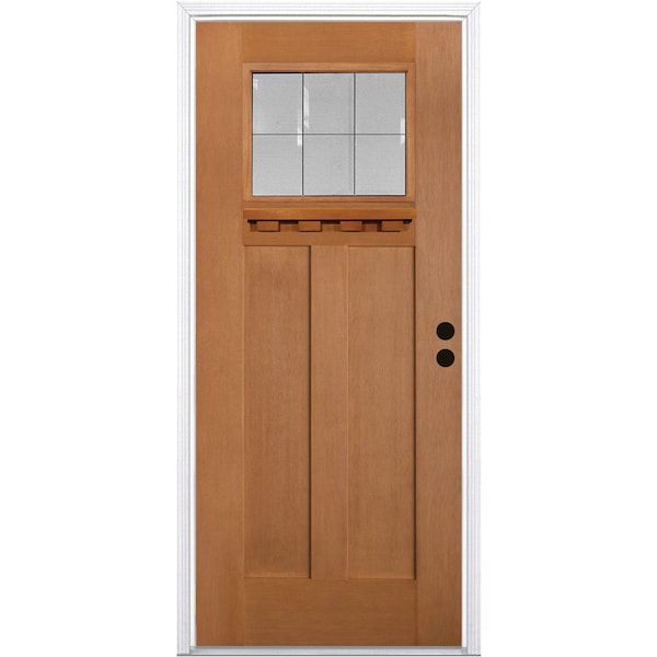 Codel Doors 32" x 80" Fir Grain Shaker Exterior Fiberglass Door - 2868LHISPFGHFLS200P491615M