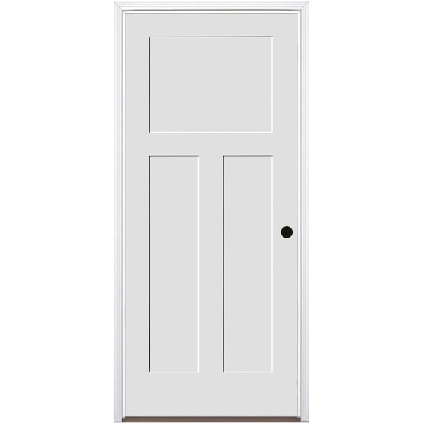 Trimlite 32"x80"x13/4" Primed 3Panel Mission Interior Shaker 20 Min Fire Rated 71/4" LH Prehung - 2868134PRI840320MLH15B714