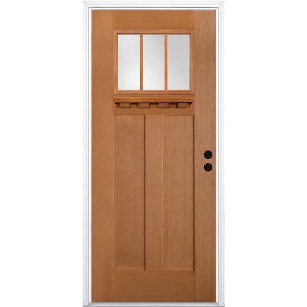 Codel Doors 32" x 80" Fir Grain Shaker Exterior Fiberglass Door - 2868LHISPFGHER2033C691610BM