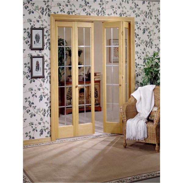 Parche 36 x 80 in. Full Glass Pioneer Bifold Door, Unfinished Pine - PA3583029