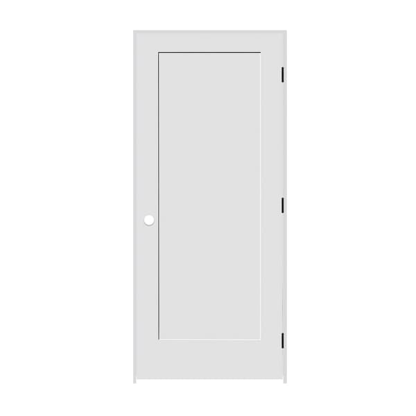 Codel Doors 26" x 80" x 1-3/8" Primed 1-Panel Interior Shaker 4-9/16" LH Prehung Door with Black Hinges - 2268PRI8401LH1D4916