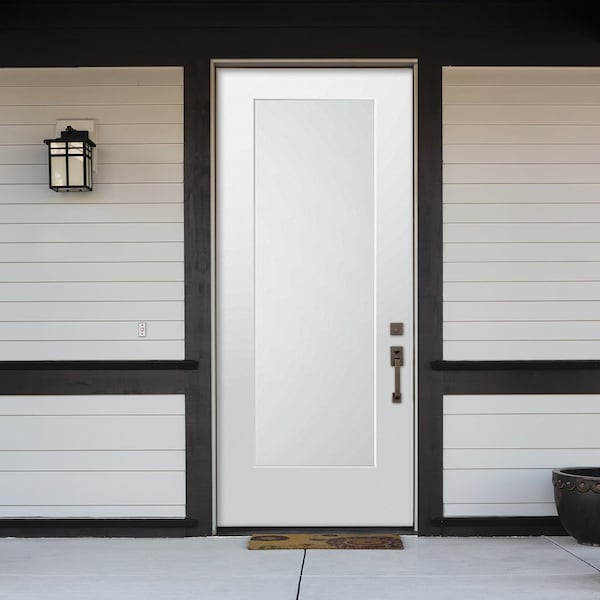 Codel Doors 36" x 80" Primed White Shaker Exterior Fiberglass Door - 3068RHISPSF1PSHK491610BB