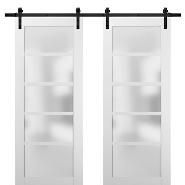Sartodoors Barn Bypass Interior Door, 56" x 80", Concrete - QUADRO4002DB-WS-48