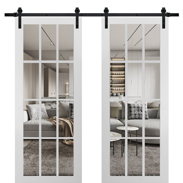Sartodoors Double Barn Interior Door, 72" x 80", White - FELICIA3355DB-BEM-72