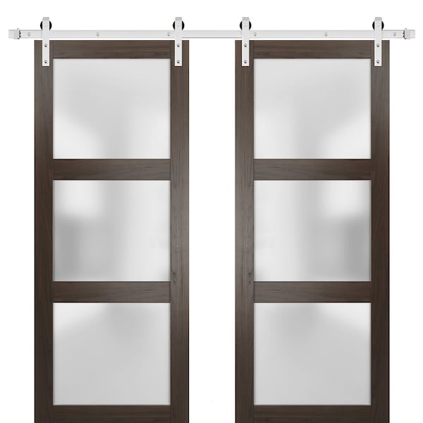 Sartodoors Double Barn Interior Door, 60" x 84", Chocolate - LUCIA2552DB-S-CA-6084