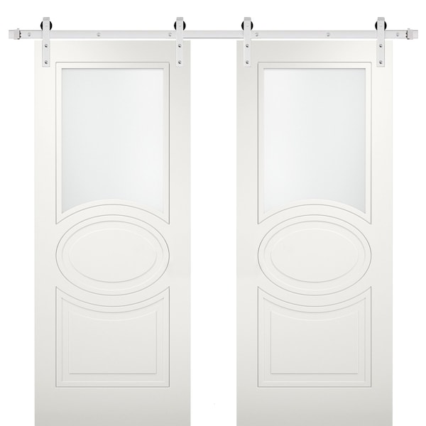 Vdomdoors Double Barn Interior Door, 48" x 80", White - MELA7012DB-S-WS-48