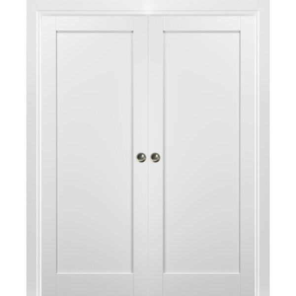 Sartodoors Double Pocket Interior Door, 64" x 96", White - QUADRO4111DP-WS-6496