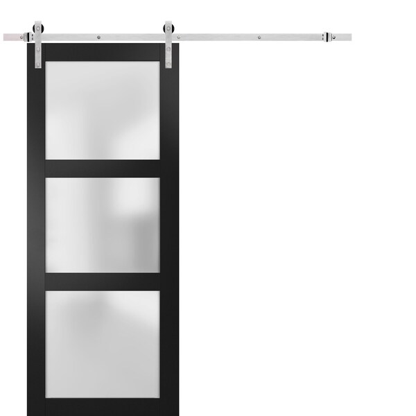 Sartodoors Barn Interior Door, 36" x 96", Black - LUCIA2552BD-S-BLK-3696