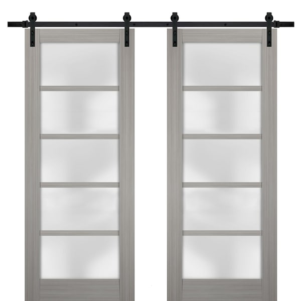 Sartodoors Double Barn Interior Door, 48" x 80", Gray - QUADRO4002DB-SSS-48