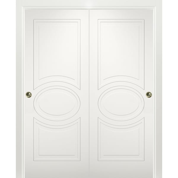 Vdomdoors Closet Bypass Interior Door, 60" x 96", White - MELA7001DBD-WS-6096