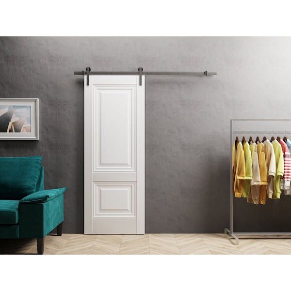Sartodoors Sturdy Barn Door 42 x 96in, Lucia 8831 White Silk, Stainless Steel 8FT Rail Hangers Heavy Set - LUCIA8831BD-S-WS-4296