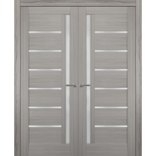 Sartodoors Double French Interior Door, 84" x 80", Gray - QUADRO4088DD-SSS-84