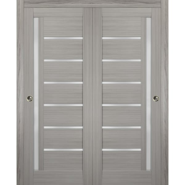 Sartodoors Closet Bypass Interior Door, 36" x 80", Gray - QUADRO4088DBD-SSS-36