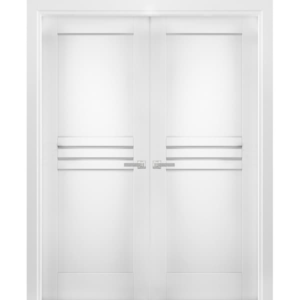 Vdomdoors Double French Interior Door, 72" x 96", White - MELA7444DD-WS-7296